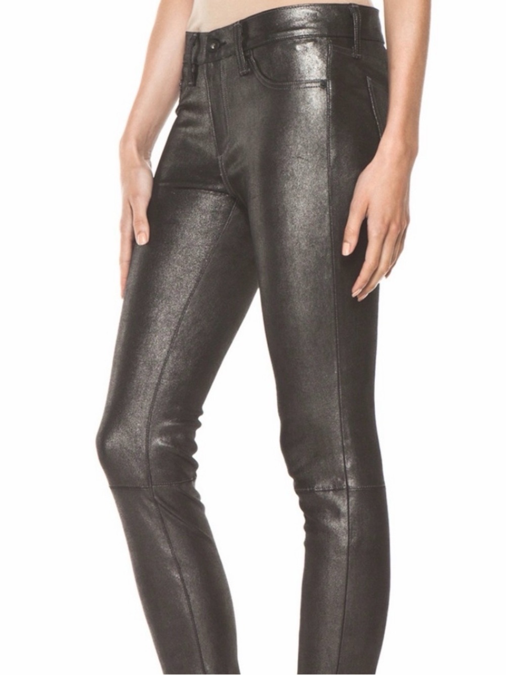 RAG & BONE Anthracite Stretch Leather Jean Size 27 Lamb Leather
